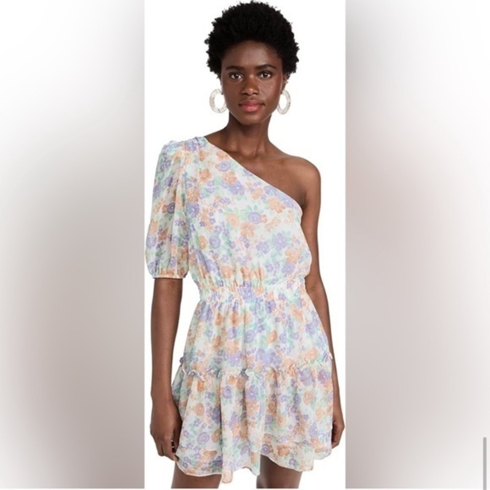 WAYF One Shoulder Tiered‎ Mini Dress
